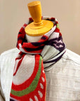 Dapper's (ダッパーズ) カシミンク・マフラー 1666 "Cashmink Scarf by V.FRAAS" レッド/ライトグリーン (ジオメトリックウェーブ)