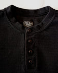 DALEE'S (ダリーズ) 6分袖ヘンリーネックTシャツ "Rail Nit.C (レイルニット.C)" ...RAIL ROAD KNIT ブラック