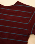 WARE HOUSE (ウエアハウス) 半袖ボーダーTシャツ 4087 ボルドー×ブルー