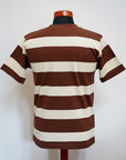 WARE HOUSE (ウエアハウス) 半袖3×2インチボーダーTシャツ 4089 ブラウン×クリーム