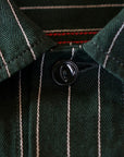 SUGAR CANE (シュガーケーン) 半袖ワークシャツ SC39305 "COKE STRIPE WORK SHIRT with EMBROIDERED" グリーン