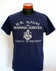 Dapper's (ダッパーズ) 半袖Tシャツ 1700 Military Crew Neck Tee Standard Sewing Model "U.S.NAVAL USN" ネイビー/アイボリー