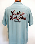 STYLE EYES (スタイルアイズ) レーヨン・ボウリングシャツ SE39261 "CUSTOM BODY SHOP" L.ブルー