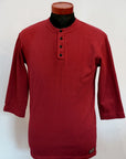 DALEE'S (ダリーズ) 6分袖ヘンリーネックTシャツ "Rail Nit.D (レイルニット.D)" ...1920s RAIL ROAD KNIT ダークレッド
