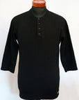 DALEE'S (ダリーズ) 6分袖ヘンリーネックTシャツ "Rail Nit.D (レイルニット.D)" ...1920s RAIL ROAD KNIT ブラック