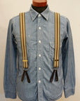 Dapper's(ダッパーズ) Hバックスタイル・サスペンダー 1750A "Classical Suspenders by Gevaert" ライトブラウン/イエローベージュ(ストライプ)×ブラウン