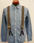 Dapper's (ダッパーズ) Hバックスタイル・サスペンダー 1750A "Classical Suspenders by Gevaert" ベージュ/ブラウン(アーガイル) ×ブラウン(レザー)