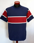 WARE HOUSE (ウエアハウス) パネルボーダーTシャツ 4107 ネイビー/オフ×レッド