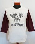 WARE HOUSE (ウエアハウス) 7分袖ベースボールTシャツ 4800 "GARDEN CITY" クリーム×ボルドー