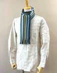 Dapper's (ダッパーズ) アクリル・マフラー 1816 "Russell Knitting Woolen Scarf by V.FRAAS" オリーブ・ミックス (ランダムチックストライプ)