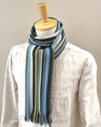 Dapper's (ダッパーズ) アクリル・マフラー 1816 "Russell Knitting Woolen Scarf by V.FRAAS" オリーブ・ミックス (ランダムチックストライプ)