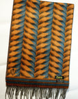 Dapper's (ダッパーズ) カシミンク・マフラー 1815 "Cashmink Scarf by V.FRAAS" オレンジ/ブルー (リーフウェーブ)
