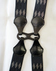 Dapper's(ダッパーズ) Hバックスタイル・サスペンダー 1829A "Classical Suspenders by Gevaert" ブラック/ベージュ(スラッシュ)×ブラックレザー