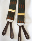 Dapper's(ダッパーズ) Hバックスタイル・サスペンダー 1829A "Classical Suspenders by Gevaert" オリーブ/イエローベージュ(スラッシュ)×ブラウンレザー