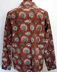 ADJUSTABLE COSTUME (アジャスタブルコスチューム) 長袖オープンカラーシャツ AS-191 "ORIGINAL BAGRU PRINT OPEN COLLAR SHIRT" ワイン