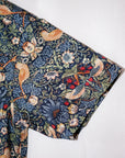 ADJUSTABLE COSTUME (アジャスタブルコスチューム) 半袖オープンカラーシャツ AS-088 "William Morris Strawberry Thief" ネイビー