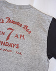 WARE HOUSE (ウエアハウス) 7分袖ベースボールTシャツ 4800 "MAC’S FAMOUS BAR" 杢グレー×スミクロ