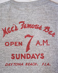 WARE HOUSE (ウエアハウス) 7分袖ベースボールTシャツ 4800 "MAC’S FAMOUS BAR" 杢グレー×スミクロ