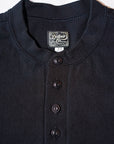 DALEE'S (ダリーズ) 6分袖ヘンリーネックTシャツ "Rail Nit.E (レイルニット.E)" ...1920s RAIL ROAD KNIT ブラック