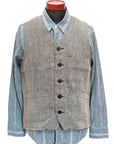 Dapper's (ダッパーズ) リネンベスト 1866 "Classical Linen Work Vest" ブラックミックス・ヘリンボーン