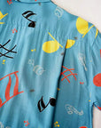 STAR OF HOLLYWOOD (スターオブハリウッド) 半袖オープンシャツ SH39084 "ROCKIN' NOTES" ブルー
