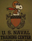BUZZ RICKSON'S (バズリクソンズ) × PEANUTS (ピーナッツ) 長袖スヌーピーTシャツ BR69276 "U.S.NAVAL TRAINING CENTER" オリーブ