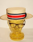 ADJUSTABLE COSTUME (アジャスタブルコスチューム) ボーターハット(カンカン帽) AHT-007 "Panama Boater Hat" ナチュラル×トリコロール