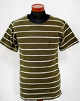 WARE HOUSE (ウエアハウス) 半袖ボーダーTシャツ 4087 グリーン×オフ