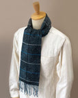 Dapper's (ダッパーズ) ウール・マフラー 1512 "Wool & Acrylic Knitting Scarf by V.FRAAS" サックスブルー/ブラック (ヘリンボーンチェック)