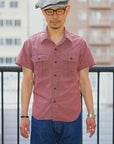 DELUXEWARE (デラックスウエア) 半袖ワークシャツ RDDX-02S "RED CHAMBRAY" レッド