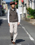 Dapper's (ダッパーズ) クラシカルベスト 1614 "Classical Stand Collar Vest" ブラウン・コバートストライプ