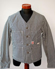 HEAD LIGHT (ヘッドライト) エンジニアジャケット HD15237 "11oz. EXPRESS STRIPE VEST(FULL SLEEVES)" エクスプレスストライプ・ワンウォッシュ