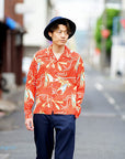 SUN SURF (サンサーフ) 長袖ハワイアンシャツ SS29205 "SOUTH SEA OUTRIGGER" レッド