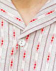 ADJUSTABLE COSTUME (アジャスタブルコスチューム) 半袖オープンカラーシャツ AS-121 "COTTON DOBBY STRIPE S/S OPEN SHIRT" ベージュ