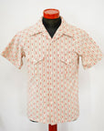 ADJUSTABLE COSTUME (アジャスタブルコスチューム) 半袖オープンカラーシャツ AS-121 "COTTON DOBBY STRIPE S/S OPEN SHIRT" ベージュ