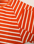 Dapper's (ダッパーズ) ヘンリーネック・8分袖ボーダーTシャツ 1107 "Border Henley 4/5 Sleeve Tee" オレンジ×オフホワイト