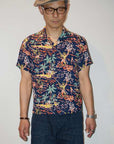 SUN SURF (サンサーフ) 半袖ハワイアンシャツ SS38316 "TORCH FISHERMAN" ブラック