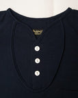 Dapper's (ダッパーズ) ヘンリーネック・半袖Tシャツ 1324 "Random Henley Work Rib Tee" ネイビー