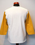 Pherrow's (フェローズ) 7分袖フットボールTシャツ 22S-PBUT1 "CONTINENTAL GAS CO." ホワイト×イエロー