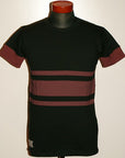 Dapper's (ダッパーズ) ボーダーTシャツ 1247 "Three Lines Border Print Crewneck Tee" ブラック/ワインレッド