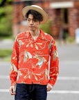 SUN SURF (サンサーフ) 長袖ハワイアンシャツ SS29205 "SOUTH SEA OUTRIGGER" レッド