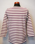 Dapper's (ダッパーズ) 8分袖Tシャツ 1574 "Three-Quarter Sleeve Border Tee" エクリュ/パープル
