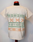 Dapper's (ダッパーズ) 半袖Tシャツ 1560 "Aztec Print Design Crew Neck Tee Special Sewing Model" オフ/グリーン/ブリック