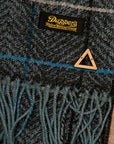 Dapper's (ダッパーズ) ウール・マフラー 1512 "Wool & Acrylic Knitting Scarf by V.FRAAS" サックスブルー/ブラック (ヘリンボーンチェック)