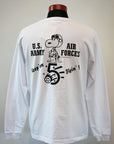 BUZZ RICKSON'S (バズリクソンズ) × PEANUTS (ピーナッツ) 長袖スヌーピーTシャツ BR69277 "keep'em Flyin'" ホワイト