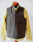 Dapper's (ダッパーズ) クラシカルベスト 1614 "Classical Stand Collar Vest" ブラウン・コバートストライプ