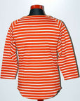 Dapper's (ダッパーズ) ヘンリーネック・8分袖ボーダーTシャツ 1107 "Border Henley 4/5 Sleeve Tee" オレンジ×オフホワイト