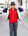 シュガーケーン×ミスターフリーダム コーデュロイ・ウエスタンシャツ SC28946 "MFSC "HOOPER" CORDUROY DUDE RANCHER" レッド