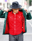 シュガーケーン×ミスターフリーダム コーデュロイ・ウエスタンシャツ SC28946 "MFSC "HOOPER" CORDUROY DUDE RANCHER" レッド