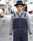 HEAD LIGHT (ヘッドライト) ストライプデニム・オーバーオール HD42498 "SPECIAL WOVEN STRIPE DENIM LOW BACK OVERALLS" ワンウォッシュ